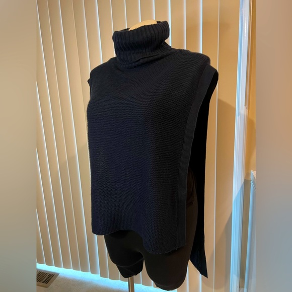 BCBGeneration Navy Knit Turtleneck Poncho - Picture 2 of 6